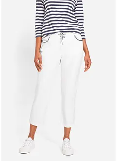 Pantalon 7/8 taille élastiquée en coton Paper Touch, bonprix