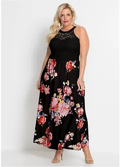 Sommer-Maxikleid mit Blumen-Print und Spitze, bonprix