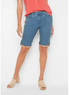 Bermuda en jean avec revers coloré, bonprix
