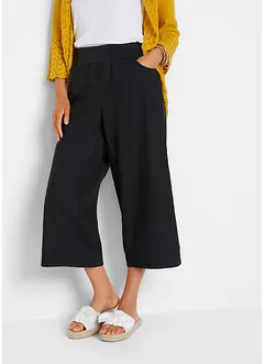 Pantalon en lin majoritaire, longueur 3/4, bonprix