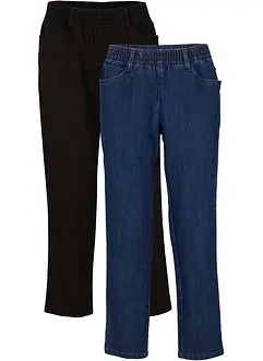 Lot de 2 pantalons 7/8 droits, taille mi-haute élastiquée, bonprix