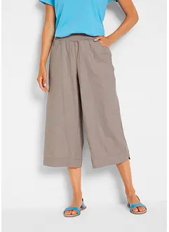 Pantalon en lin à empiècement taille confortable, longueur 3/4, bonprix