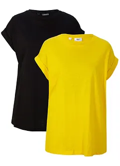 Longshirt mit umgeschlagenem Ärmel (2er Pack), bonprix