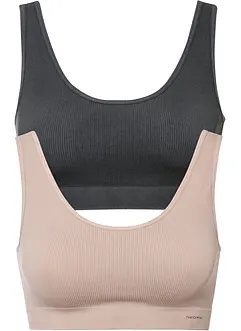 Geripptes Feel Comfort Seamless Bustier (2er Pack), bonprix