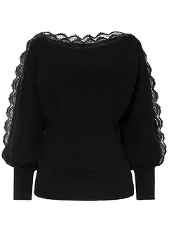 Pull en fine maille avec dentelle, bonprix