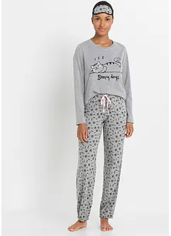 Pyjama mit Schlafmaske mit Bio-Baumwolle, bonprix