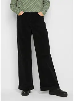 Pantalon large en velours côtelé avec taille haute élastiquée, bonprix