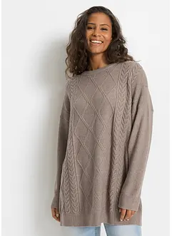 Pull oversize en maille torsadée, bonprix