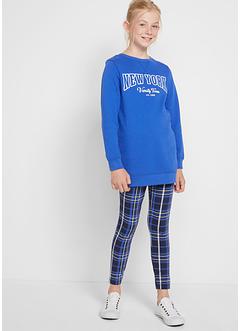Mädchen Long-Sweatshirt + Karo-Leggings (2tlg. Set), bpc bonprix collection