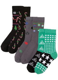 Lot de 3 paires de chaussettes avec différents motifs et carte cadeau, bpc bonprix collection