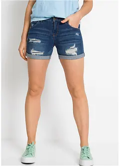 Jeansshorts Mid Waist mit Destroy- Effekten, bonprix