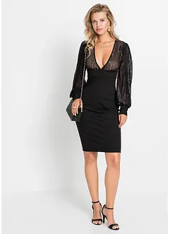 Figurbetontes Midikleid mit Spitze, bonprix