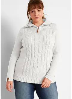 Troyer Pullover mit Zopfmuster, bonprix