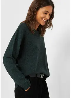 Pull en maille chiné à col rond, bonprix