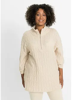 Langer Pullover mit Zopfmuster, bonprix