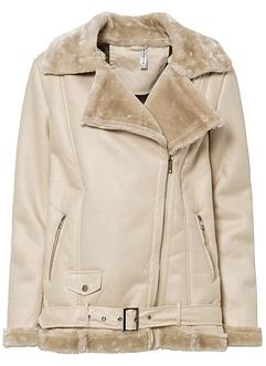 Lange Shearling-Jacke mit Fellimitat, RAINBOW