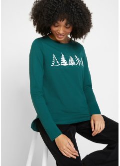 T-shirt coton à manches longues avec motif Noël, bpc bonprix collection