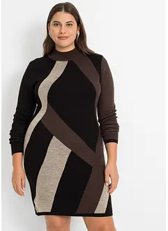 Jacquard-Strickkleid mit modernen Streifen, bonprix