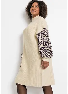 Robe en maille oversized avec motif léopard, bonprix