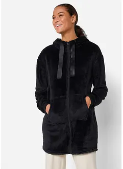 Loungewear Kuschel-Long-Fleecejacke  mit Kapuze, bonprix