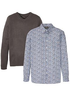 Pull col en V et chemise (Ens. 2 pces.), bpc selection