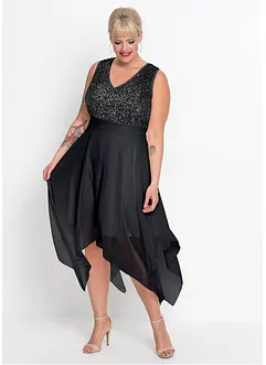 Robe midi en mousseline rehaussée de sequins, bonprix