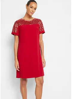 Robe courte avec empiècement à sequins, bonprix