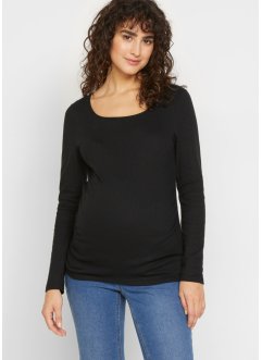 T-shirt manches longues côtelé de grossesse avec encolure carrée, bpc bonprix collection