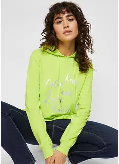 Sweat-shirt sport et féminin avec inscription métallisée, fentes latérales pour une plus grande liberté de mouvement, capuche., bonprix