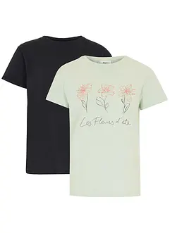 Basic T-Shirt mit Druck (2er Pack), bonprix