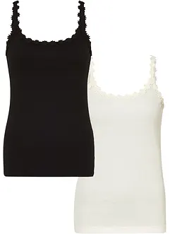 Ripp-Top mit Spitzenborte, bonprix