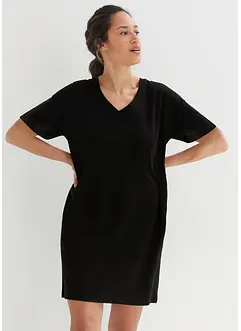 Oversize-T-Shirtkleid mit V-Ausschnitt aus Bio-Baumwolle (2er Pack), bonprix