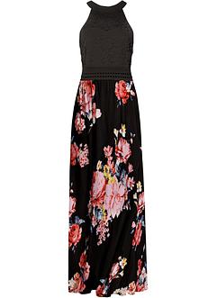 Sommer-Maxikleid mit Blumen-Print und Spitze, BODYFLIRT boutique