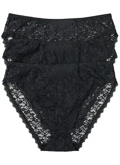 High-Leg Maxislip aus recycelter Spitze (3er Pack), bonprix