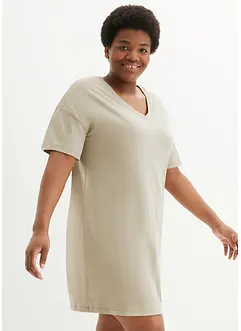 Oversize-T-Shirtkleid mit V-Ausschnitt aus Bio-Baumwolle (2er Pack), bonprix