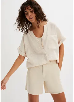 Blouse manches courtes en gaze de coton, bonprix