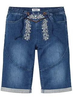 Stretch-Jeans-Bermuda mit Stickerei, Regular Fit, bonprix