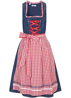 Dirndl in Jeansoptik mit Schürze, knieumspielend (2-tlg.Set), bonprix