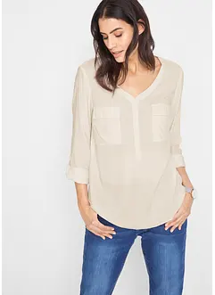 Blouse à col V et manches longues, bonprix