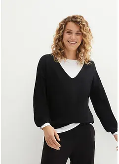 Oversize-Pullover mit tiefem V-Ausschnitt, bonprix