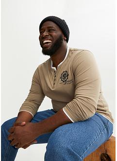 Lot de 2 T-shirts col Henley à manches longues, John Baner JEANSWEAR