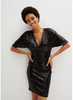 Paillettenkleid mit tiefem Ausschnitt, bonprix