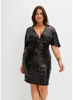 Paillettenkleid mit tiefem Ausschnitt, bonprix