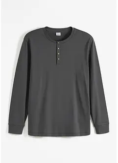 Langarm-Henleyshirt aus reiner Baumwolle, bonprix