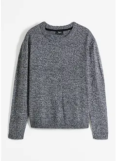 Pull en maille chinée à col rond, bonprix