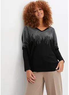 Feinstrickpullover mit Strass-Applikation, bonprix