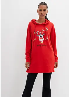 Long-Sweatshirt mit Seitenschlitz und Kapuze, bonprix