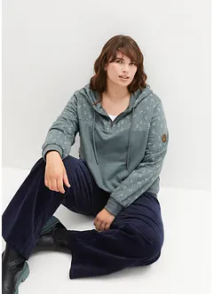 Kapuzensweatshirt mit Reißverschluss aus reiner Baumwolle, bonprix