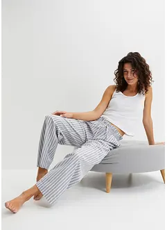 Pyjama mit kurzem Ripptop und gewebter Chambray Hose , bpc bonprix collection