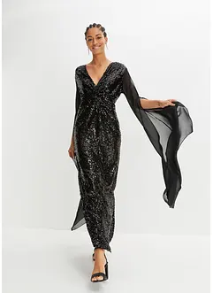 Paillettenkleid mit langen Chiffon-Ärmeln, bonprix